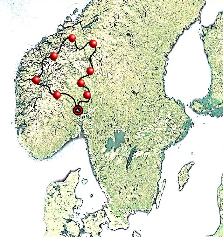 Map 11 days adventure, Norway